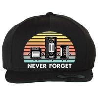 Never Forget Media Floppy Disk Vhs Casette Audio Tape Wool Snapback Cap