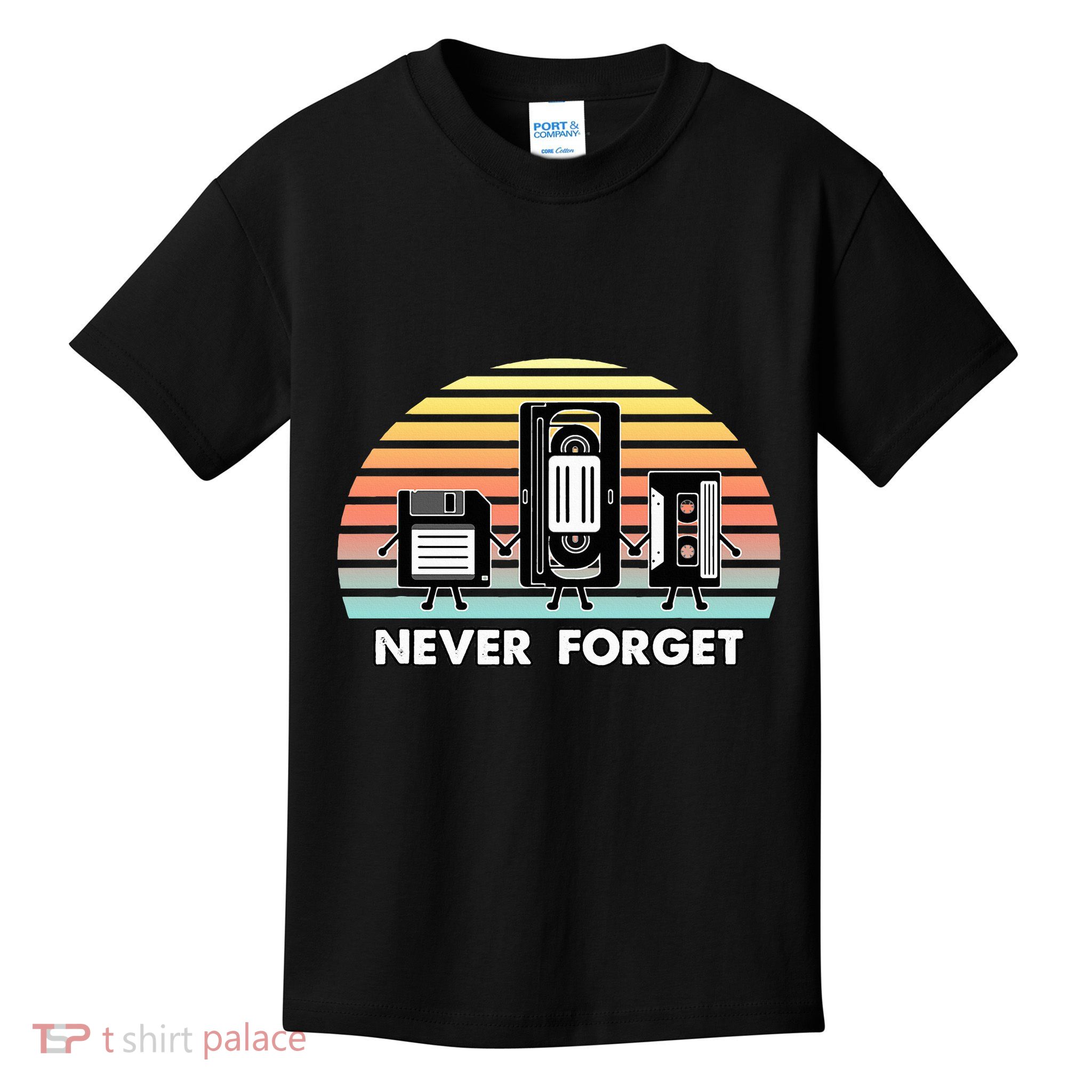Never Forget Media Floppy Disk Vhs Casette Audio Tape Kids T-Shirt