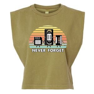 Never Forget Media Floppy Disk Vhs Casette Audio Tape Garment-Dyed Women's Muscle Tee