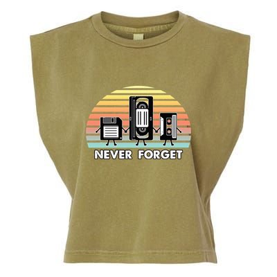 Never Forget Media Floppy Disk Vhs Casette Audio Tape Garment-Dyed Women's Muscle Tee