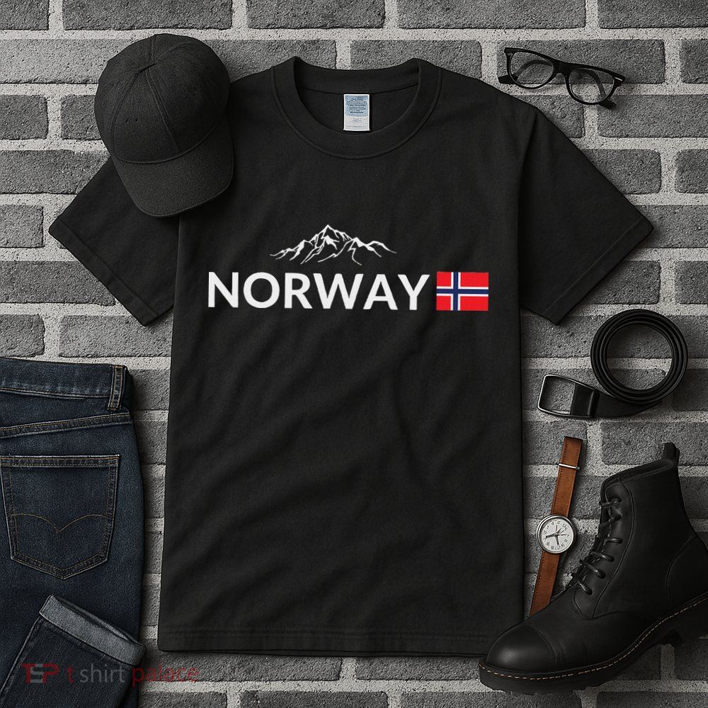 Norway Flag Mountain Outdoor Trip In Norway Tall T-Shirt