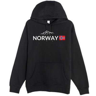 Norway Flag Mountain Outdoor Trip In Norway Premium Pullover Hoodie