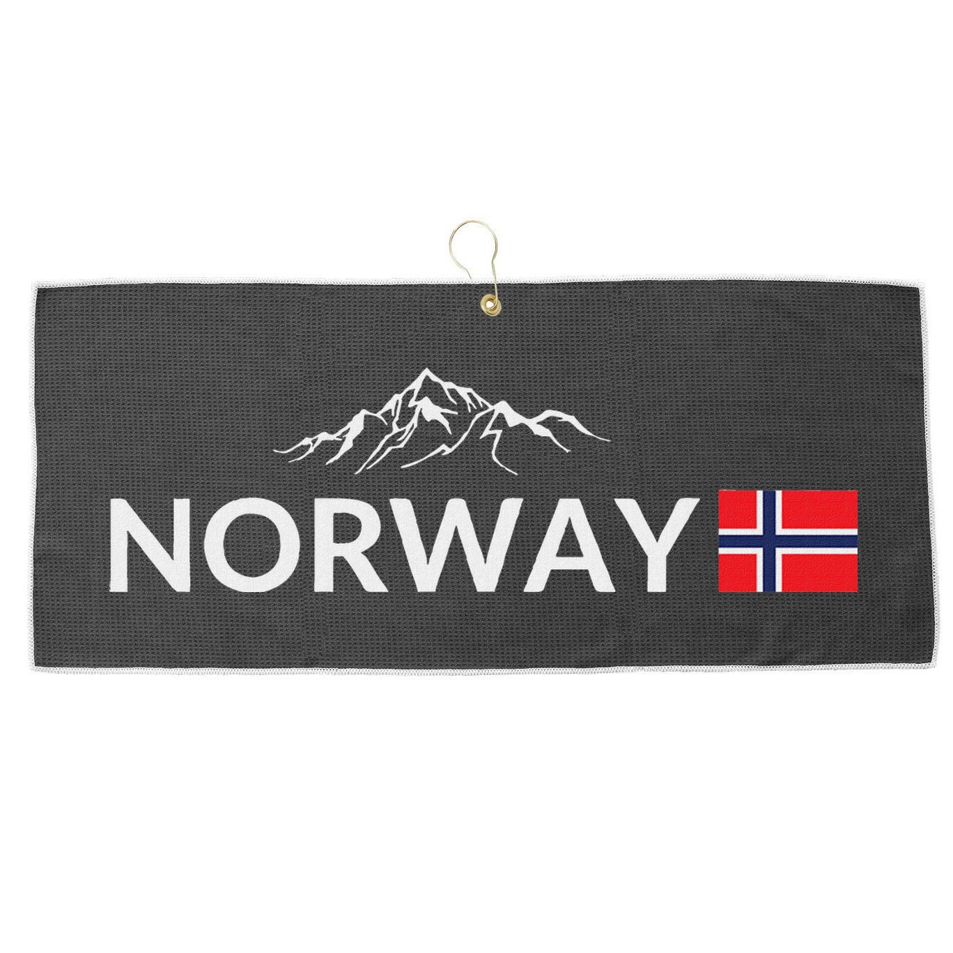 Norway Flag Mountain Outdoor Trip In Norway Large Microfiber Waffle Golf Towel