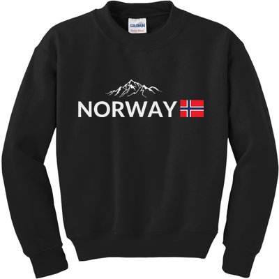 Norway Flag Mountain Outdoor Trip In Norway Kids Sweatshirt