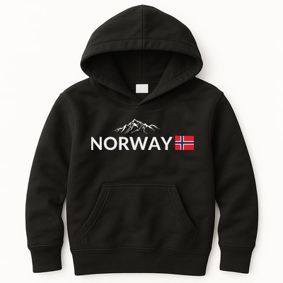 Norway Flag Mountain Outdoor Trip In Norway Kids Hoodie