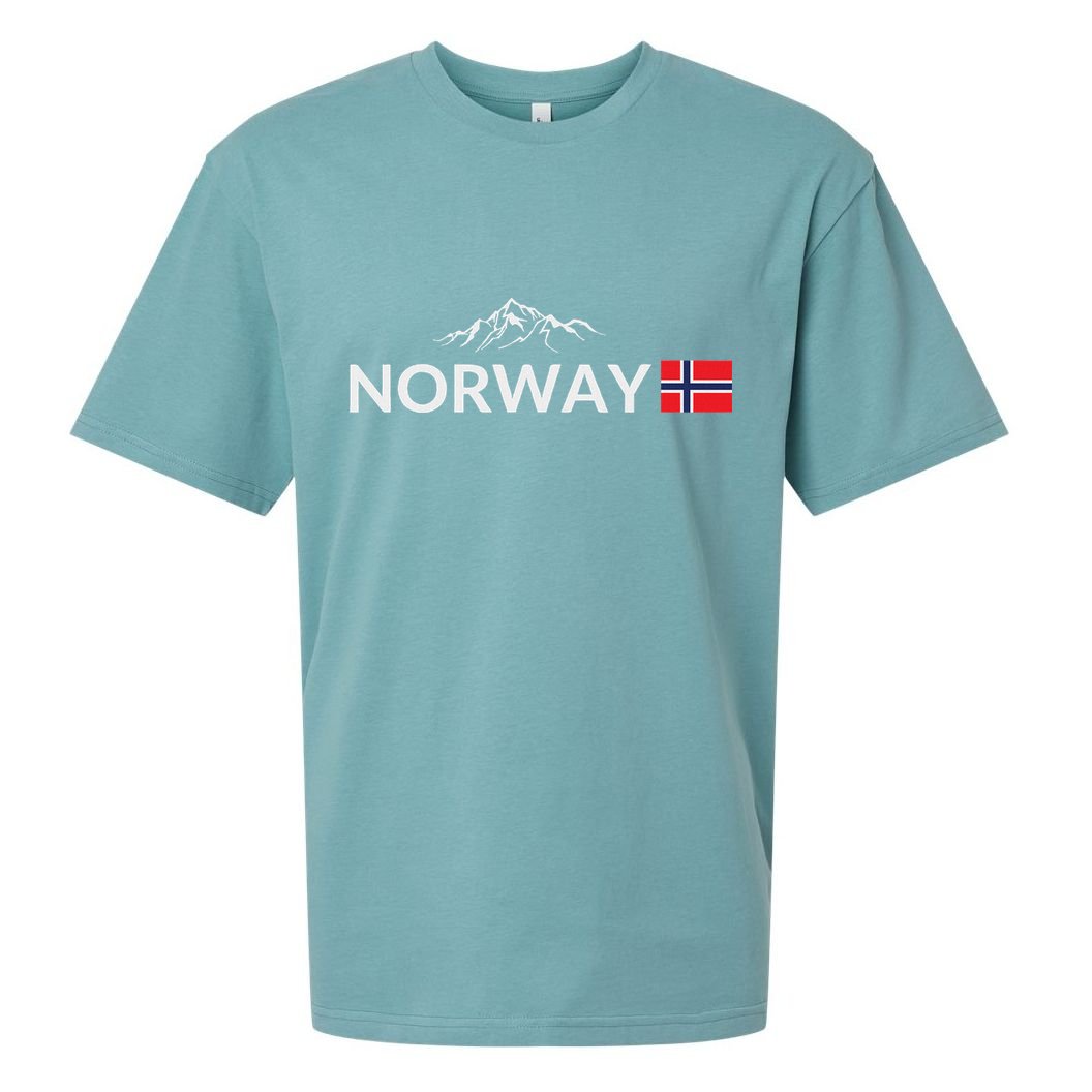 Norway Flag Mountain Outdoor Trip In Norway Sueded Cloud Jersey T-Shirt