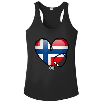 Norway Flag Norwegian Nurse Stethoscope Heart Ladies PosiCharge Competitor Racerback Tank