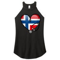 Norway Flag Norwegian Nurse Stethoscope Heart Women’s Perfect Tri Rocker Tank