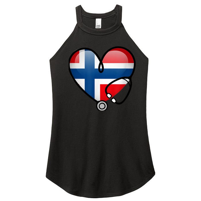 Norway Flag Norwegian Nurse Stethoscope Heart Women’s Perfect Tri Rocker Tank