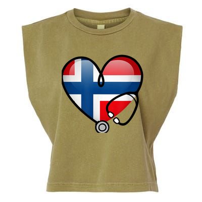 Norway Flag Norwegian Nurse Stethoscope Heart Garment-Dyed Women's Muscle Tee