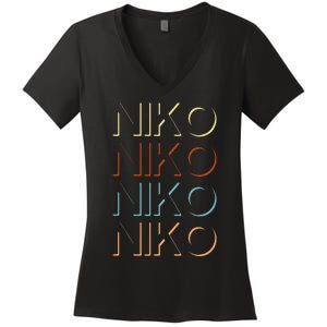 Niko First Name My Personalized Named Women's V-Neck T-Shirt