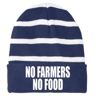 No Farmers No Food Striped Beanie with Solid Band