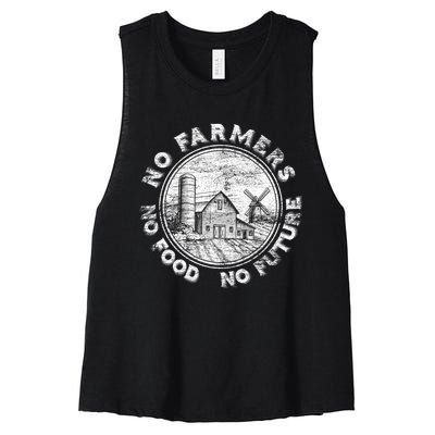 No Farmers No Food No Future Great Gift Women's Racerback Cropped Tank