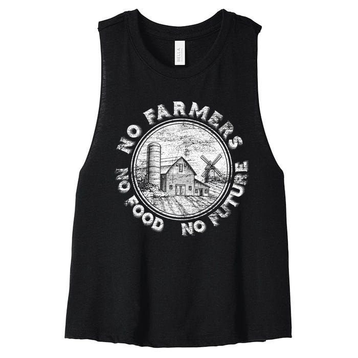 No Farmers No Food No Future Great Gift Women's Racerback Cropped Tank