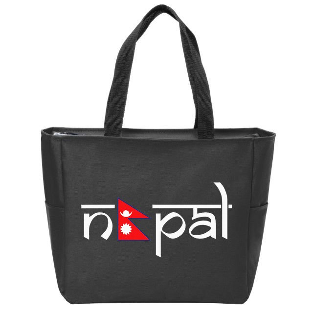 Nepal Flag Zip Tote Bag