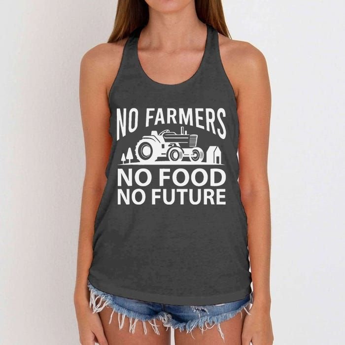 No Farmers No Food No Future Farmer Women's Knotted Racerback Tank