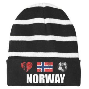 Norway Football Striped Beanie with Solid Band