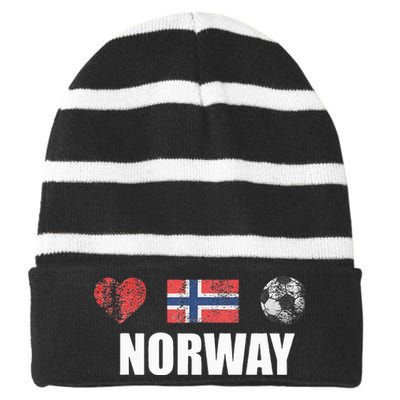 Norway Football Striped Beanie with Solid Band