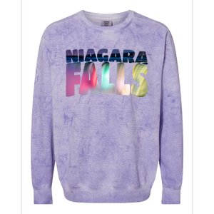 Niagara Falls Night Sweater Canada Usa Typography Souvenir Colorblast Crewneck Sweatshirt