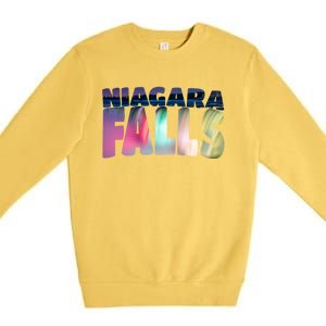 Niagara Falls Night Sweater Canada Usa Typography Souvenir Premium Crewneck Sweatshirt