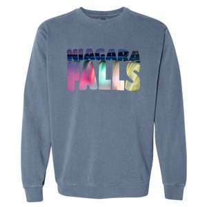 Niagara Falls Night Sweater Canada Usa Typography Souvenir Garment-Dyed Sweatshirt