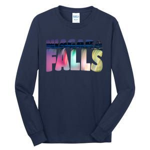 Niagara Falls Night Sweater Canada Usa Typography Souvenir Tall Long Sleeve T-Shirt