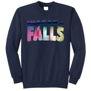 Niagara Falls Night Sweater Canada Usa Typography Souvenir Tall Sweatshirt