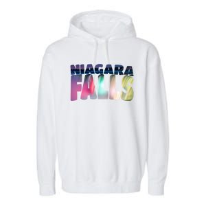 Niagara Falls Night Sweater Canada Usa Typography Souvenir Garment-Dyed Fleece Hoodie