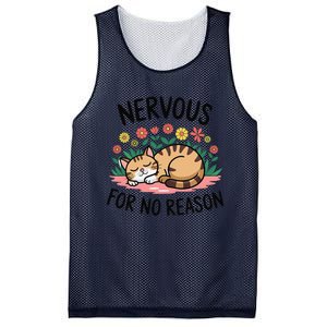 Nervous For No Reason Cat Lovers Pet Owner Mesh Reversible Basketball Jersey Tank