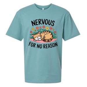 Nervous For No Reason Cat Lovers Pet Owner Sueded Cloud Jersey T-Shirt