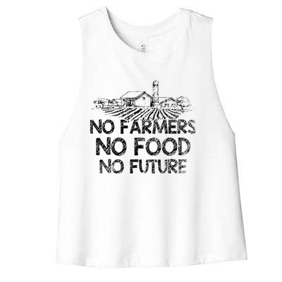 No Farmers No Food No Future Farmer Women's Racerback Cropped Tank