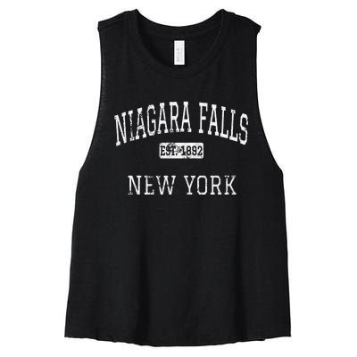 Niagara Falls New York NY Vintage Women's Racerback Cropped Tank