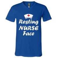 Nurse Funny Nursing Resting Nurse Face Gift V-Neck T-Shirt