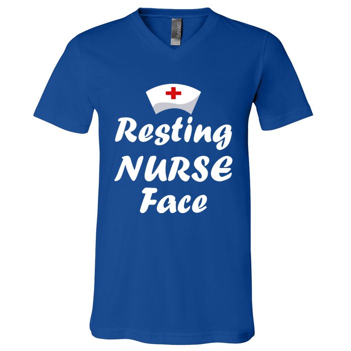 Nurse Funny Nursing Resting Nurse Face Gift V-Neck T-Shirt