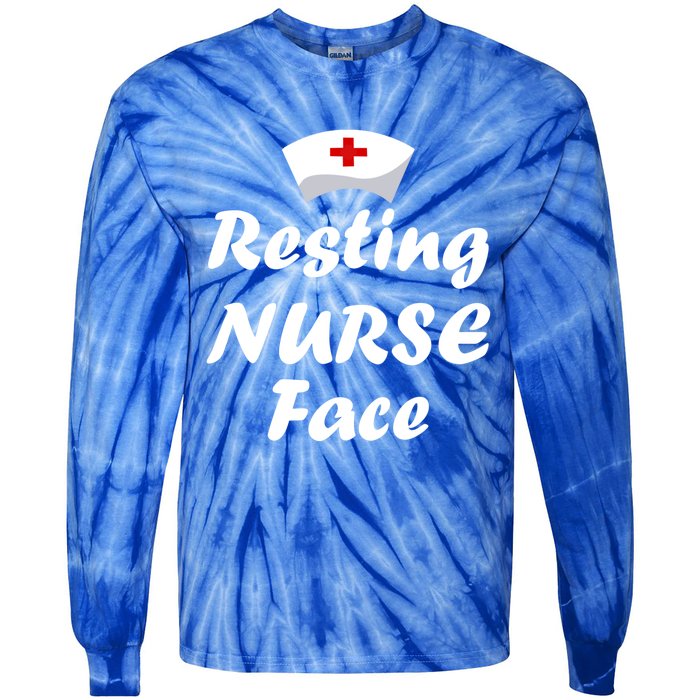 Nurse Funny Nursing Resting Nurse Face Gift Tie-Dye Long Sleeve Shirt