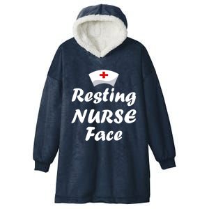 Nurse Funny Nursing Resting Nurse Face Gift Hooded Wearable Blanket