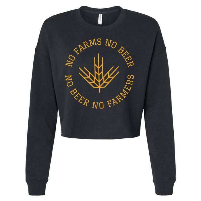 No Farms No Beer No Farmers Support Local Farm Bartender Cropped Pullover Crew