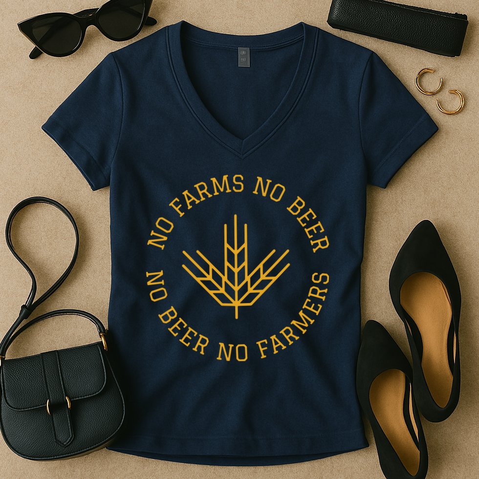 No Farms No Beer No Farmers Support Local Farm Bartender Women's V-Neck T-Shirt