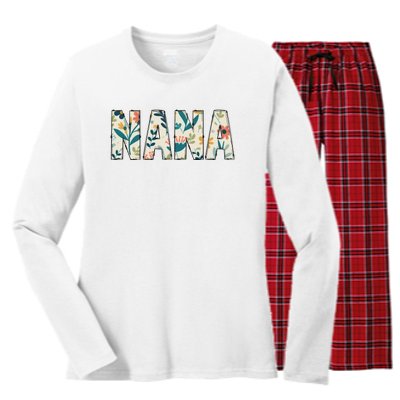 Nana Floral Women's Long Sleeve Flannel Pajama Set 