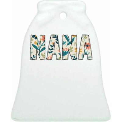 Nana Floral Ceramic Bell Ornament