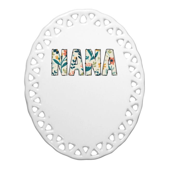 Nana Floral Ceramic Oval Ornament