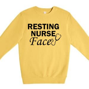 Nurse Funny Nursing Resting Nurse Face Gift Premium Crewneck Sweatshirt