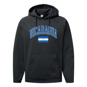 Nicaragua Flag Performance Fleece Hoodie