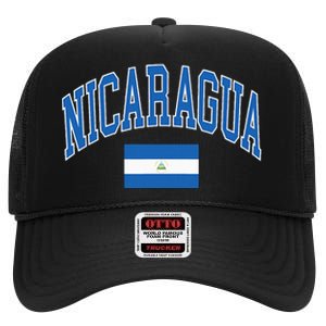 Nicaragua Flag High Crown Mesh Back Trucker Hat