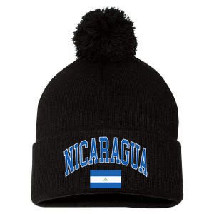 Nicaragua Flag Pom Pom 12in Knit Beanie