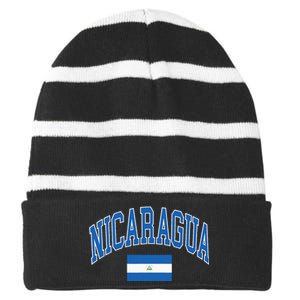 Nicaragua Flag Striped Beanie with Solid Band