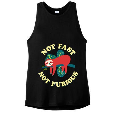 Not Fast Not Furious Cute Sloth Funny Trending Memes Ladies PosiCharge Tri-Blend Wicking Tank