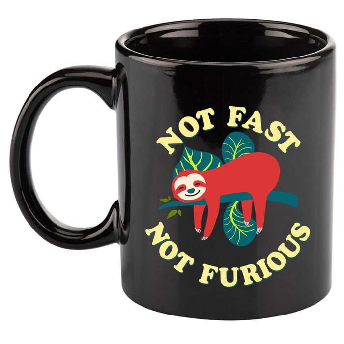 Not Fast Not Furious Cute Sloth Funny Trending Memes 11oz C Handle Ceramic Mug