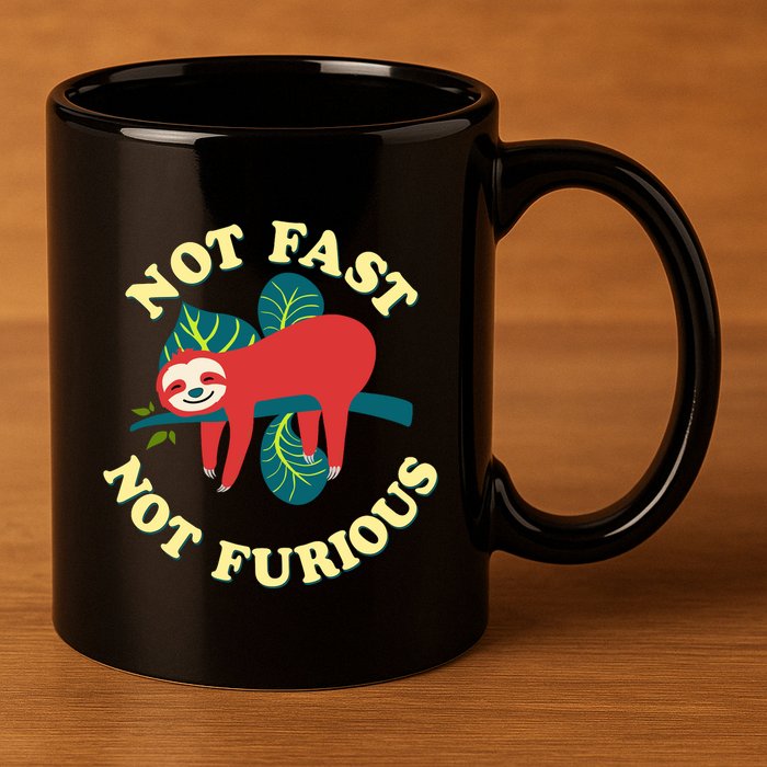 Not Fast Not Furious Cute Sloth Funny Trending Memes 11oz C Handle Ceramic Mug