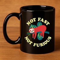 Not Fast Not Furious Cute Sloth Funny Trending Memes 11oz C Handle Ceramic Mug